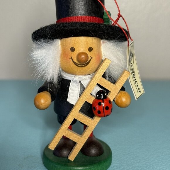 Christian Ulbricht Mini Chimney Sweep Ornament – 4” Wooden Erzgebirge Germany - Picture 2 of 5